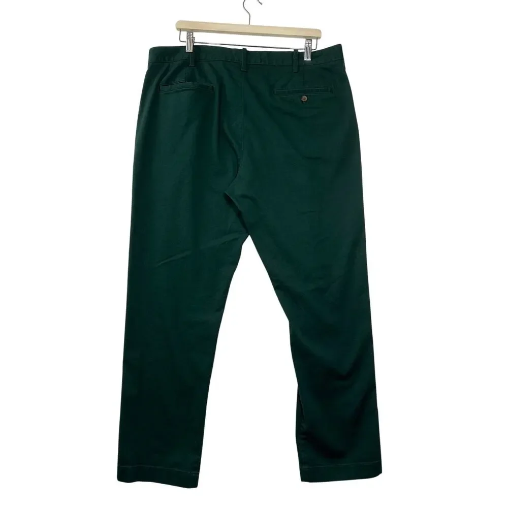 J. Crew Straight Fit Flex Chino Pants H3186 Dark Green W38 L32 Cotton Workwear